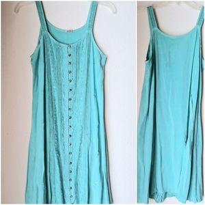 Boho Turquoise Embroidered Dress